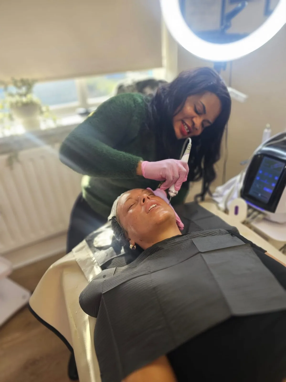 Facial rejuvenation treatment in progress
